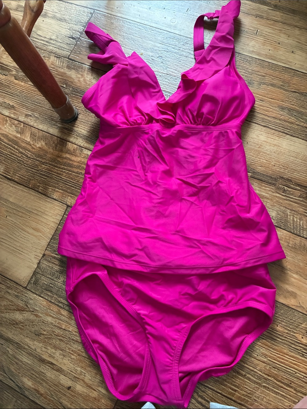 DKNY Hot Pink Ruffle One-Piece Tankini